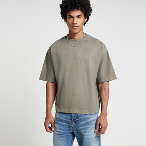 เสื้อยืดทรงบ็อกซ์ 200 GSM ผ้าฝ้ายเฟรนช์เทอร์รี่ นุ่ม อุ่น ระบายอากาศดี ทรงโอเวอร์ไซส์ สไตล์สตรีทแวร์สำหรับฤดูร้อน รับผลิตแบบ OEM แบรนด์ส่วนตัว โรงงานผู้ผลิต - Product Image 1