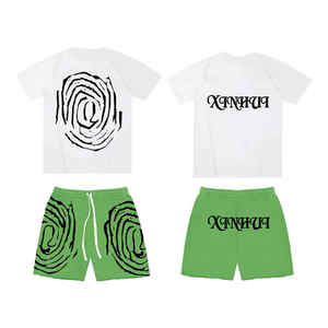 Factory Customize DTG Printing Logo <b>Mens</b> <b>Summer</b> Two Piece Shorts Sets Acid Wash Shorts T <b>Shirt</b> and Shorts <b>Men</b> Set - Product Image 3