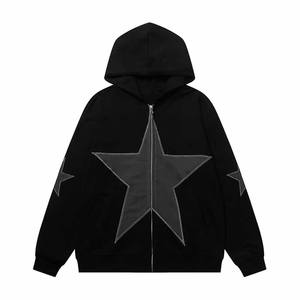 Sweats à capuche décontractés de style streetwear brodés, fermeture éclair, style à capuche unisexe - Product Image 1