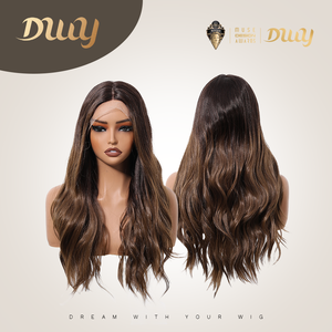 Lila-DWY Brown HD <b>Lace</b> Body Wave Pre-Plucked Glueless <b>Wig</b> Synthetic Fiber Heat Resistant Transparent <b>Lace</b> Front Available Brown - Product Image 3