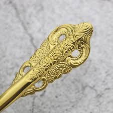 Hôtel de luxe 36/48 pièces ensembles de couverts en laiton faits à la main indiens ensemble de couverts en or pour mariage couteau fourchette et cuillère ensemble pour Restaurant - Product Image 2