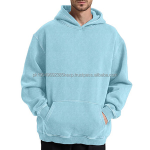 Sweat-shirts en coton mélangé de base en gros d'usine 2025 pour homme, sweat-shirts à capuche unis personnalisés avec logo pour homme avec poche - Product Image 1