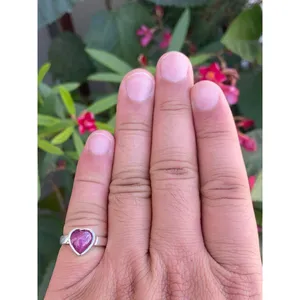 Natural Ruby Heart <b>Ring</b> <b>925</b> Sterling <b>Silver</b> Handmade Heart Shape Gemstone <b>Ring</b> Wholesale Jewelry Supplier - Product Image 4