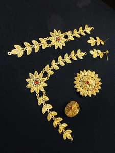 DDP Classique Parure de Bijoux Mode Vintage Plaqué Or 24K Comores Mayotte Collier Boucles d'Oreilles Matériau Cuivre Style USA France - Product Image 2