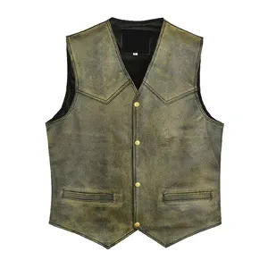 2024 Leather vest Jacket Wind Proof Motorbike Leather Best design Vest Men printed lining wholesale rate with cheap price OEM