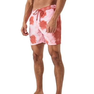 Short de bain pour hommes de haute qualité avec logo personnalisé 100% polyester motif solide deux poches latérales vêtements de plage décontractés prix de gros - Product Image 2