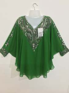 Precio a granel oferta nuevo trabajo hecho a mano de lujo bordado con cuentas Georgette multicolor Dubai corto Kaftan marroquí fiesta desgaste señoras Maxi - Product Image 5