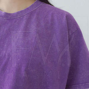 Ropa informal Camisetas de tela de punto para mujer 100% algodón Camisetas de lavado ácido más vendidas con etiqueta privada - Product Image 5