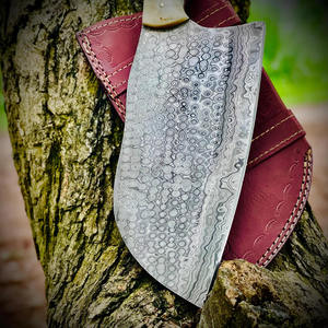 Cuchillo de cocina serbio de acero de Damasco hecho a mano, mango de cuerno de carnero con mango cómodo, Funda de cuero gratis, cuchillo de cocina - Product Image 3