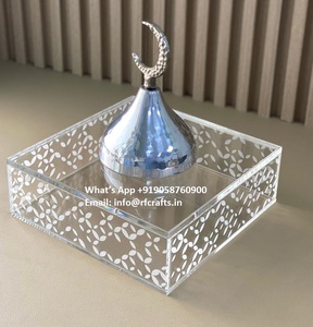 Contenitore elegante in acrilico rettangolare con pomello in metallo domb e luna per dessert e datteri Eid - Product Image 6