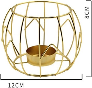 Bougeoir Design Merveilleux Cadre en fil métallique géométrique Pilier doré Bougeoirs pour la décoration d'éclairage intérieur et extérieur - Product Image 2