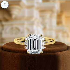 Anillo de Diamante Cultivado en Laboratorio con Piedra Lateral de Oro Sólido de 14k, Anillo de Compromiso con Diamante Cultivado en Laboratorio de 1CT, Anillo de Diamante de Aniversario con Certificado IGI - Product Image 1