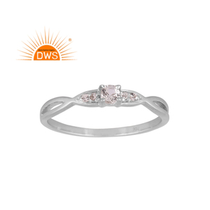 Anillo apilable de piedras preciosas de topacio blanco Natural de plata de ley más vendido Fabricante de joyería personalizada - Product Image 1