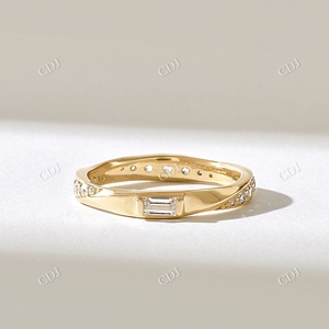 Bague de mariage classique en diamant or jaune, bague d'éternité en argent Sterling, anneau empilable torsadé, anneau Unique assorti - Product Image 2