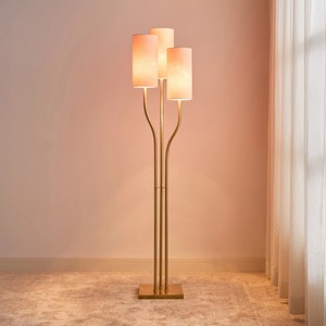 Lampadaire 3 en 1 avec abat-jour en tissu et support en métal, parfait pour le salon, la chambre à coucher et la décoration intérieure moderne d'Inde - Product Image 4