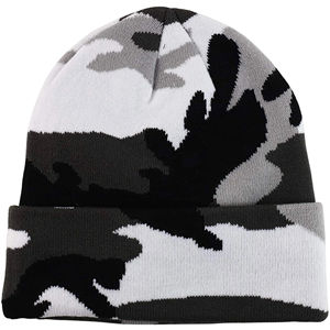 Bonnet tricoté d'hiver 100% coton de haute qualité Bonnet vierge Camouflage avec logo de broderie personnalisé et motifs d'arcs/personnage - Product Image 6
