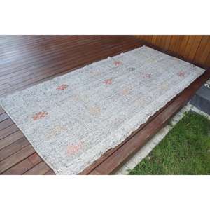 Alfombra Kilim Vintage de 3,6x7,9 pies, Alfombra Turca de Lana con Diseño de Patchwork Gris - Product Image 2