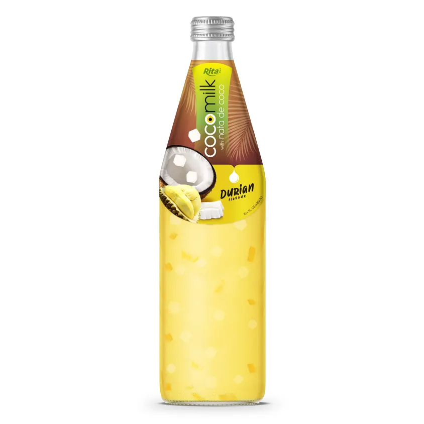 Buona bevanda latte di cocco con gusto Durian Nata De Coco In bottiglia di vetro da 485ml di Vitetnam