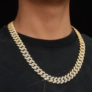 Men's Hip Hop Gold Plated Sterling Silver <b>Iced</b> <b>Out</b> Lab Grown Diamond Cuban Link <b>Chain</b> Necklace - Product Image 1