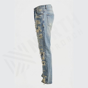 New Trending Style Plus Size Distressed Men Jeans Pants Cotton Rough Leg Bottom Ripped Fashion <b>Denim</b> <b>Trousers</b> Wholesale Custom - Product Image 3