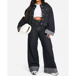 2025 veste en jean pour femme avec logo personnalisé accents de dentelle de cristal et garniture de fourrure confortable pour la mode d'hiver élégante - Product Image 3