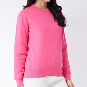 Sudaderas Holgadas de Mujer con Cuello Redondo y Canalé, 80% Algodón, 20% Poliéster Reciclado, Color Rosa, Logotipo Frontal, Puños y Dobladillo con Canalé, Color Rosa - Product Image 6