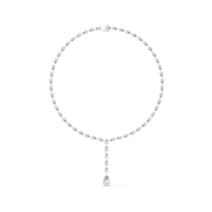 14K White Gold <b>Rose</b> Gold Plated Pear Grace Necklace with Lab Grown Diamond and Pearl Luna Tear Design - Product Image 1