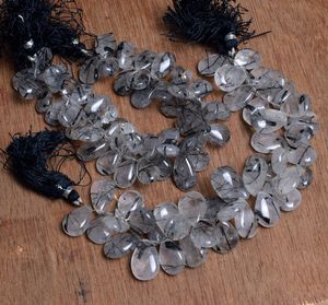 Wholesale Natural <b>Black</b> Rutile Quartz Stone Beads Smooth Pear <b>Heart</b> Briolette Gemstone Strand Blue Colour Factory Price Buy Now! - Product Image 3