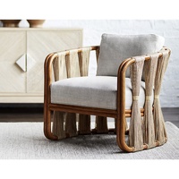 Chaise en corde d'aluminium de style nordique moderne avec coussin – Meuble d'extérieur en métal écologique, résistant aux UV et durable pour salon, parc, villa