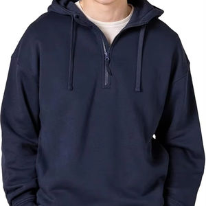 Sweat à capuche personnalisé OEM avec demi-zip, streetwear, bloc de couleur, manches raglan, pull-over, sweat à capuche en polaire vierge avec demi-zip pour homme - Product Image 4