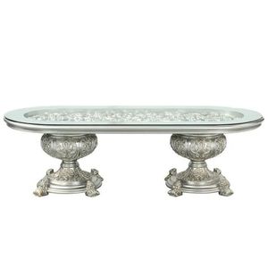 Table à manger style baroque finition argentée - Product Image 1