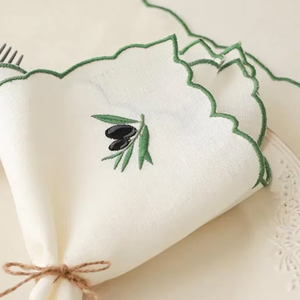 Servilletas de tela bordadas, servilletas de cena, lavables, suaves, reutilizables para mesa de comedor, boda, fiesta, cena familiar, OEM - Product Image 6