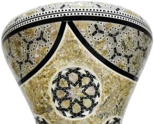 Gawharet El Fan 17,5 pouces, mosaïque ovale dorée et perlée, doumbek égyptien professionnel, darbuka - Product Image 4