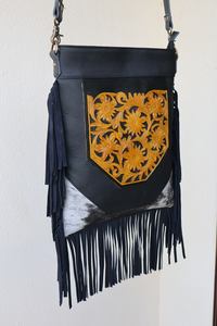 Main de qualité supérieure femmes cheveux naturels sur sac en cuir de vachette sculpture à la main franges en cuir détachable outillage piège - Product Image 3