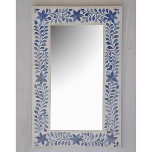 Cadre de miroir mural en incrustation d'os antique Design carré en bois pour la décoration intérieure Élégant par l'artisanat en croissant - Product Image 6