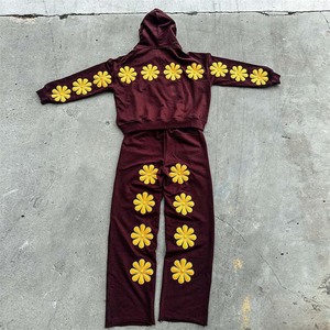 Pull-over à capuche 100% coton avec logo personnalisé Ensemble de pantalons de survêtement d'hiver respirant à vendre - Product Image 2