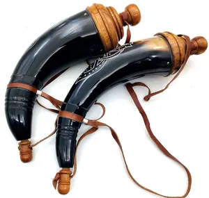 แตรผงไวกิ้งธรรมชาติงานหัตถกรรมแฮนด์เมดออกแบบได้ทุกขนาดสำหรับดื่มราคาขายส่งจากแถบหนังอินเดีย - Product Image 2