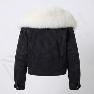 Veste en jean sur mesure de qualité pour femmes, design élégant, fermeture éclair verticale sur le devant, poche, style hip-hop de rue, couleur personnalisée - Product Image 2