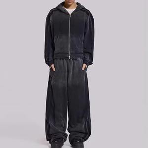 ชุดเซ็ตสเวตแพนท์ทรงตรงผ้าเฟรนช์เทอร์รี่คุณภาพสูงสำหรับผู้ชาย พิมพ์ลายตามสั่ง ชุดสเวตสูทฟอกสีคุณภาพสูงสำหรับผู้ชาย - Product Image 1