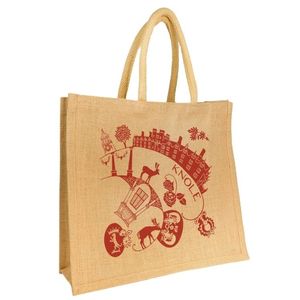 Vente en gros Personnalisation Imprimé Écologique Mode Réutilisable Plage Tote Épicerie Sacs de Jute - Product Image 1