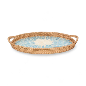 Bandeja de Servir Ecológica de Ratán Bohemio con Diseño Flexible y Madreperla para la Organización Diaria de la Mesa y el Comedor - Product Image 2
