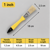Pinceau plat triangulaire en bois épaissi de qualité professionnelle pour peinture murale, en poils de porc naturels blancs purs de 1 pouce, idéal pour le bricolage industriel