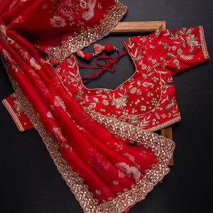 Travail manuel Saree en soie Vichitra douce brodée lourde avec vente chaude intérieure 2021 - Product Image 5