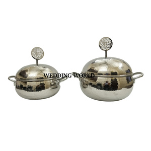 Olla de acero inoxidable con tapa de doble pared, vajilla de forma redonda, cazuela, calentador de alimentos de Metal nuevo de lujo de calidad superior - Product Image 5