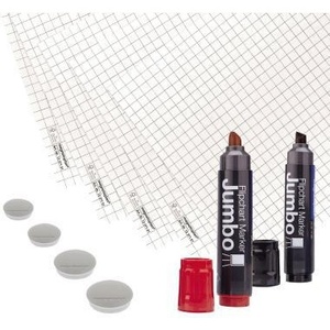 Flip Chart Starter Set-Magnetoplan 5 Pads Rolled Paper (20 <b>Sheets</b> Each) FSC 2 Jumbo Markers (Black Red) 4 Magnets - Product Image 1