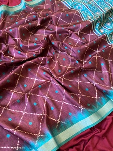 Indian Style Tusaar Silk Women's <b>Saree</b> with Latest Design Made in India In-Stock - Product Image 4