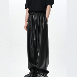 OEM โลโก้ที่กําหนดเองหนัง Sweatpants หนังที่กําหนดเองสไตล์ถุงกางเกงกันลมที่กําหนดเองบาน streetwear หนัง jogger unisex - Product Image 3