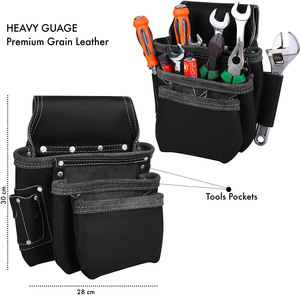 Premium Quality Genuine Leather Heavy Duty Detachable <b>Tool</b> Organizer Bag OEM/ODM Customizable Color Logo for Electricians - Product Image 3