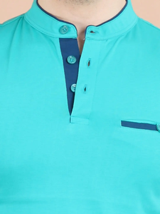 เสื้อยืดแขนครึ่งแขนของผู้ชายที่สง่างามกับคอจีนชุดลำลองสบายๆสำหรับชุดประจำวันและ100% ออฟฟิศ - Product Image 3