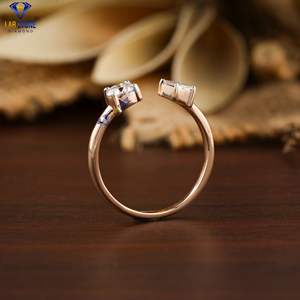 ชุดหินสองก้อนสีโรสโกลด์18K 0.56 TDW Baguette และแหวนเพชรกลม hpht/cvd Lab - Product Image 5